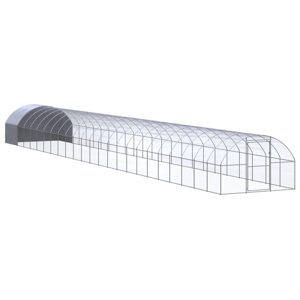 Hühnerstall 3 x 24 x 2 m aus verzinktem Stahl mit Auslauf
